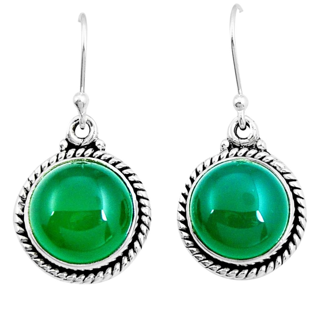 10.37cts natural green chalcedony 925 sterling silver dangle earrings y6835