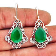 10.73cts natural green chalcedony 925 sterling silver dangle earrings y74690