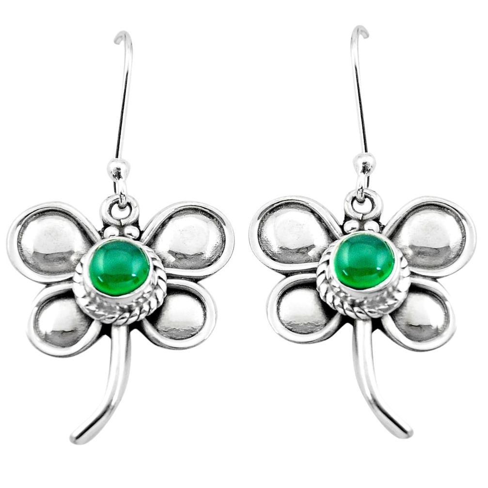2.11cts natural green chalcedony 925 sterling silver dragonfly earrings p21290