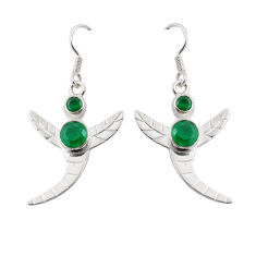 3.84cts natural green chalcedony 925 sterling silver dragonfly earrings y50955