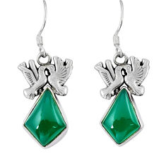 11.22cts natural green chalcedony 925 sterling silver love birds earrings y34661