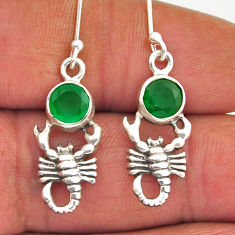 2.17cts natural green chalcedony 925 sterling silver scorpion earrings n28035