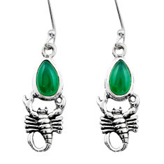 3.27cts natural green chalcedony 925 sterling silver scorpion earrings y32233