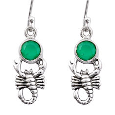 2.21cts natural green chalcedony 925 sterling silver scorpion earrings y34520