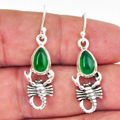 4.22cts natural green chalcedony 925 sterling silver scorpion earrings y46335