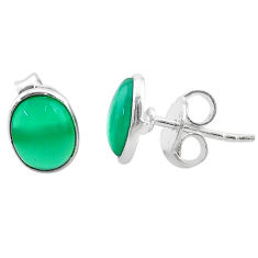 3.87cts natural green chalcedony 925 sterling silver stud earrings t19225