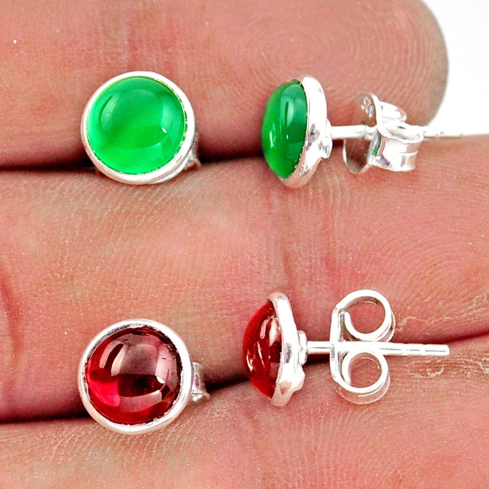 5.90cts natural green chalcedony garnet 925 sterling silver stud earrings r41221