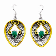 3.07cts natural green chalcedony pear 925 sterling silver gold earrings n51050