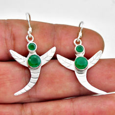 2.75cts natural green chalcedony round sterling silver dangle earrings n51099