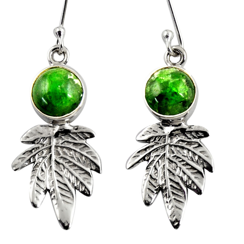 green chrome diopside 925 silver deltoid leaf earrings d39723