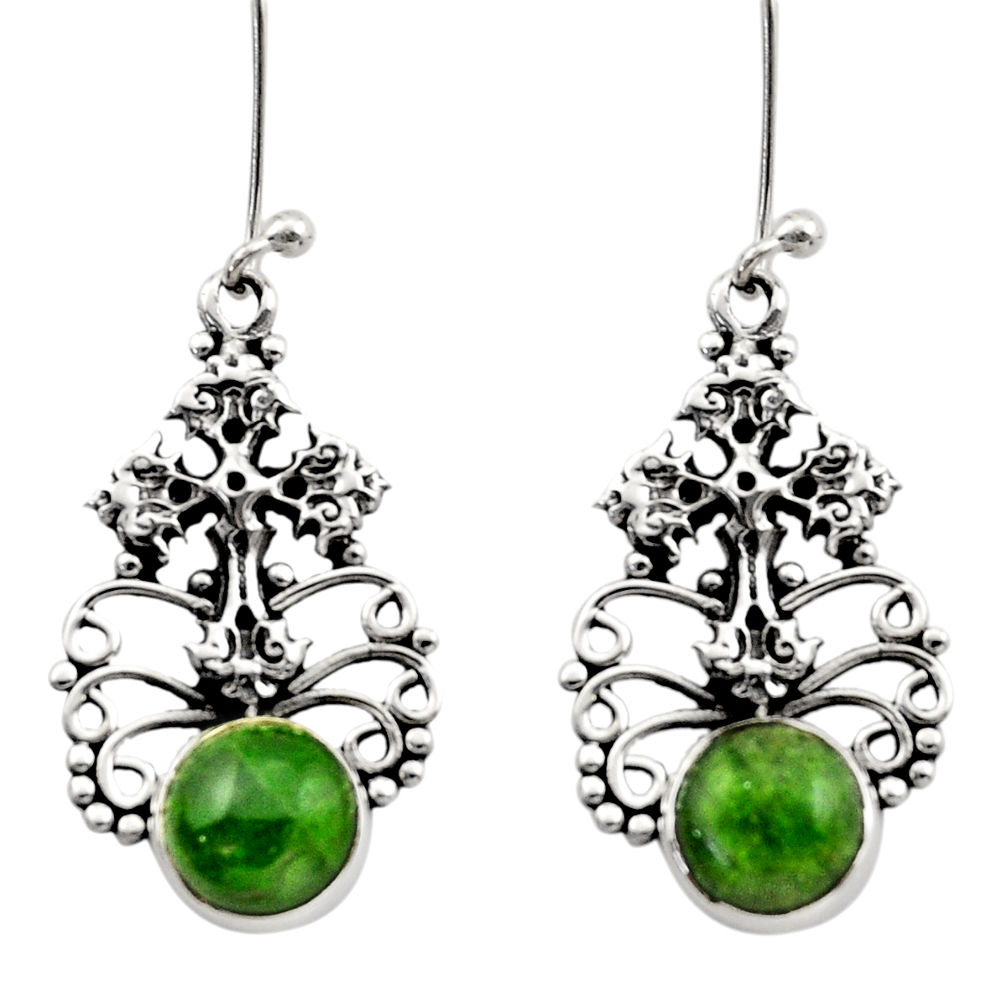 green chrome diopside 925 silver holy cross earrings d40794