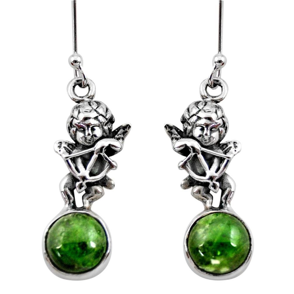 6.36cts natural green chrome diopside 925 sterling silver angel earrings d40535