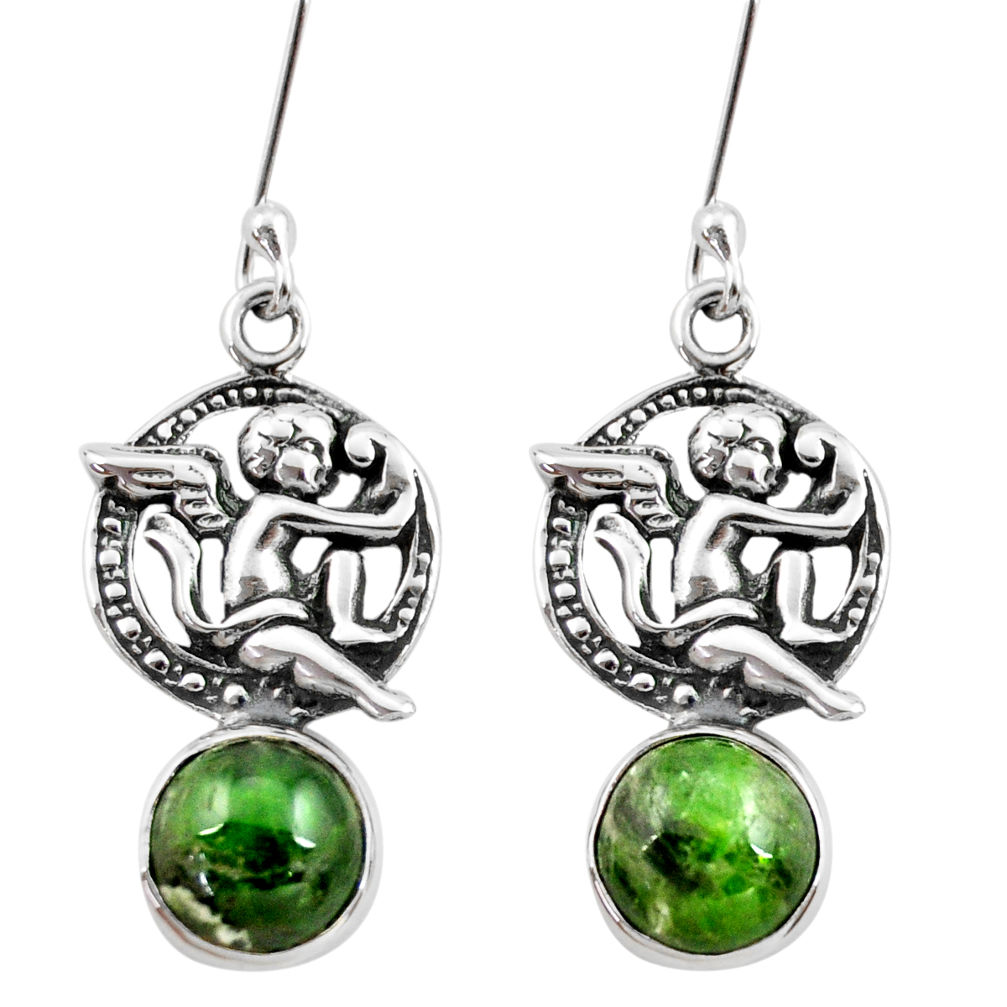6.85cts natural green chrome diopside 925 sterling silver angel earrings d40536