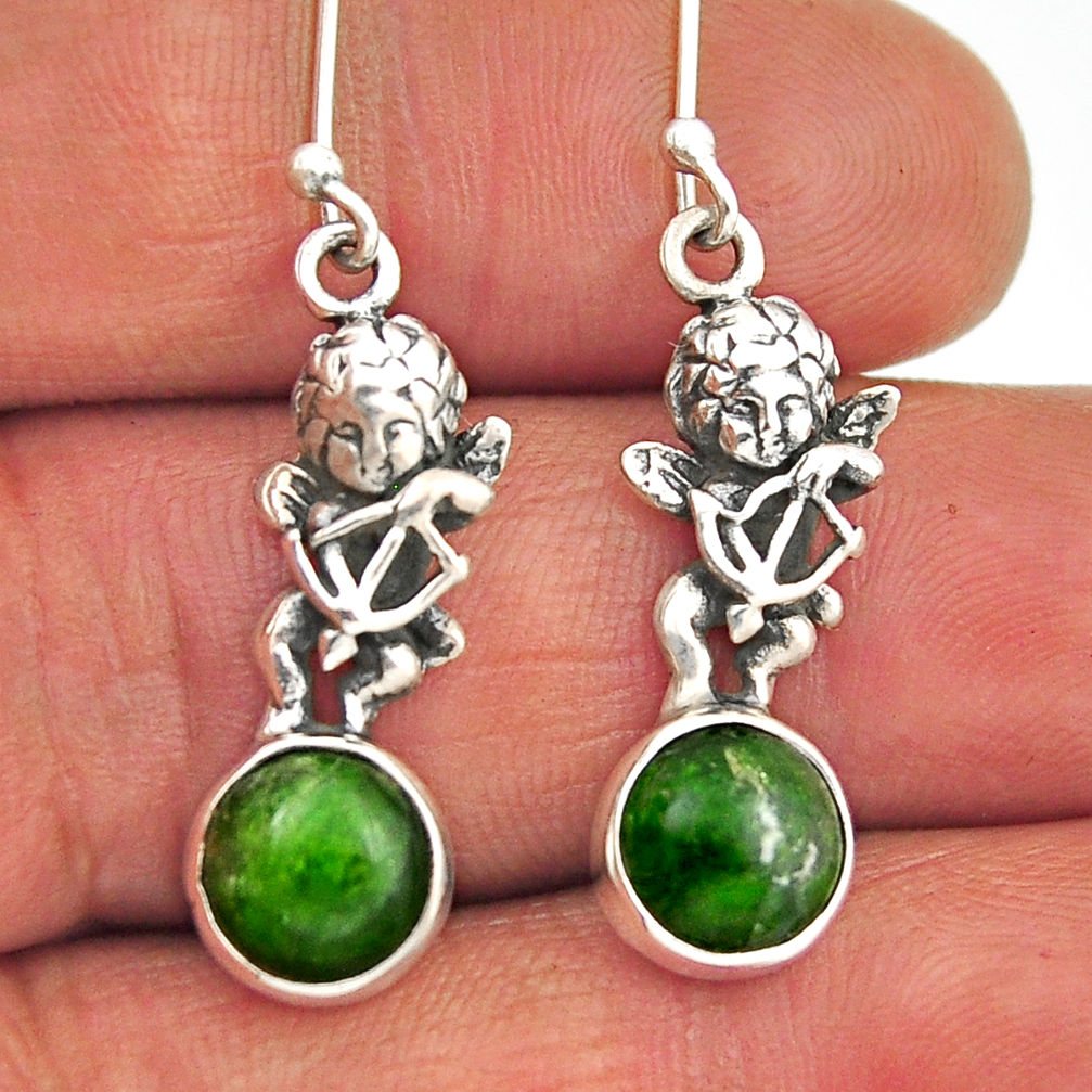 6.33cts natural green chrome diopside 925 sterling silver angel earrings n27969