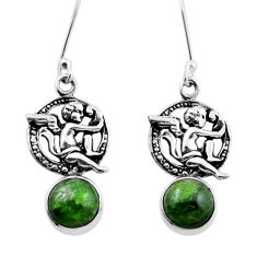 5.32cts natural green chrome diopside 925 sterling silver angel earrings n28153