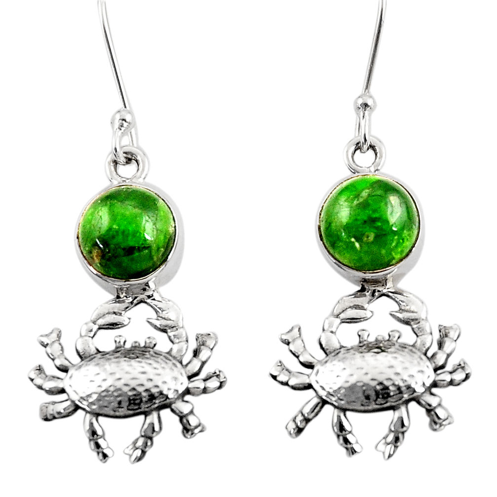 6.63cts natural green chrome diopside 925 sterling silver crab earrings d39734