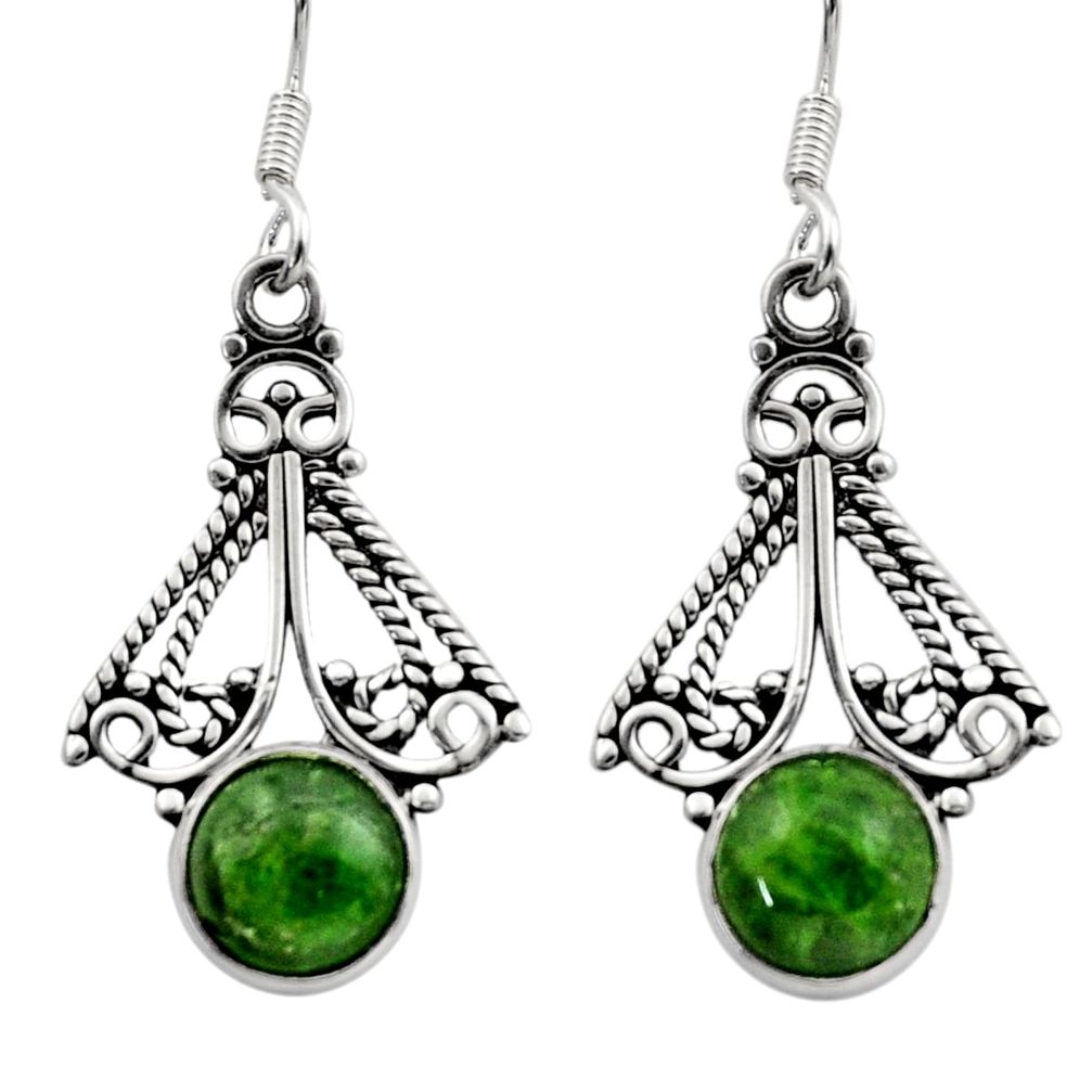 6.38cts natural green chrome diopside 925 sterling silver dangle earrings d40787