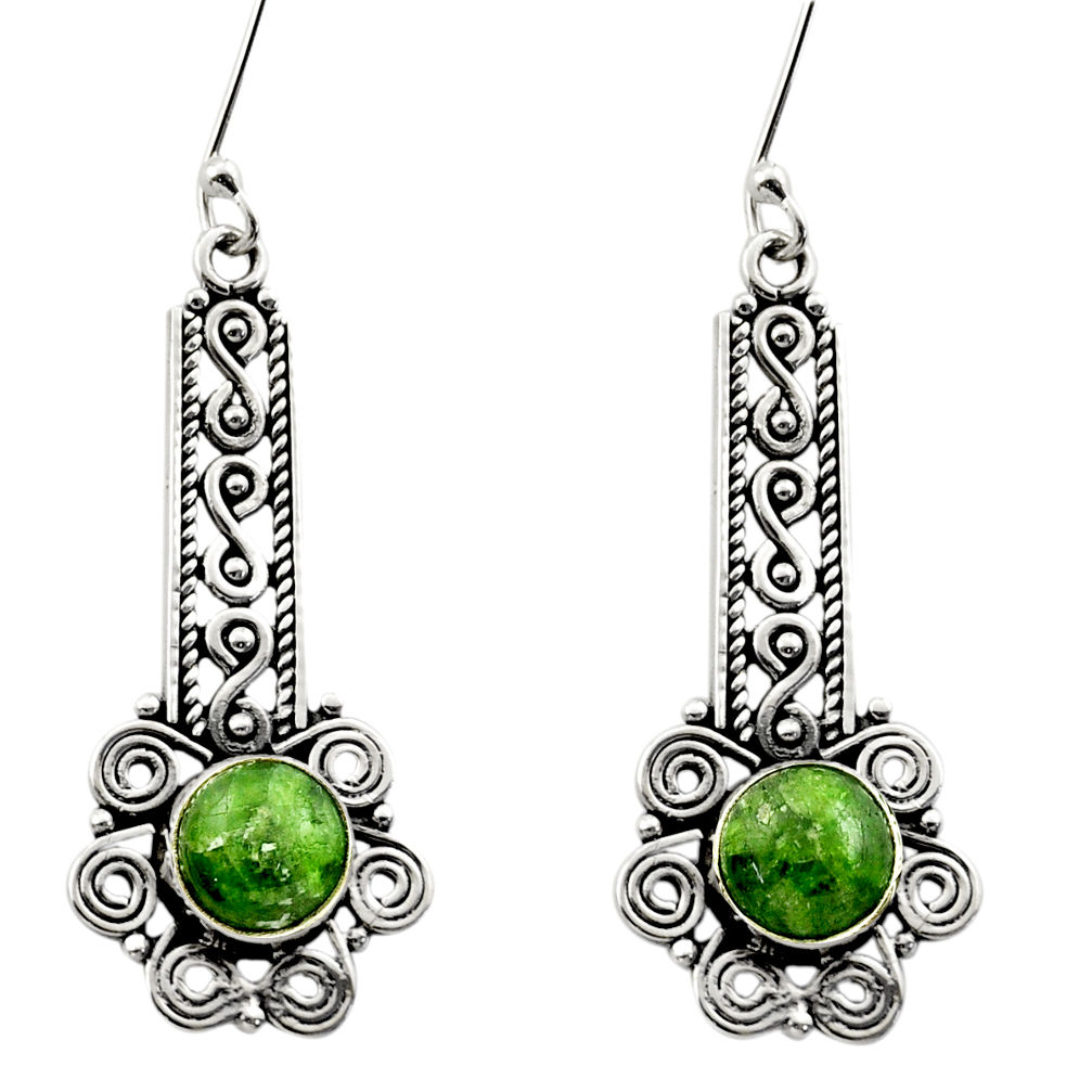 green chrome diopside 925 sterling silver dangle earrings d40795