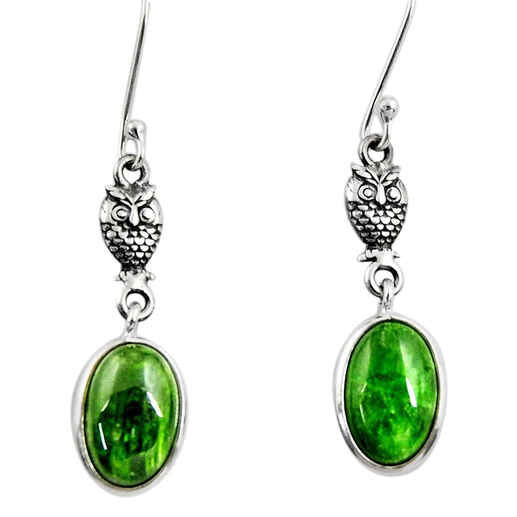 7.46cts natural green chrome diopside 925 sterling silver owl earrings d39730