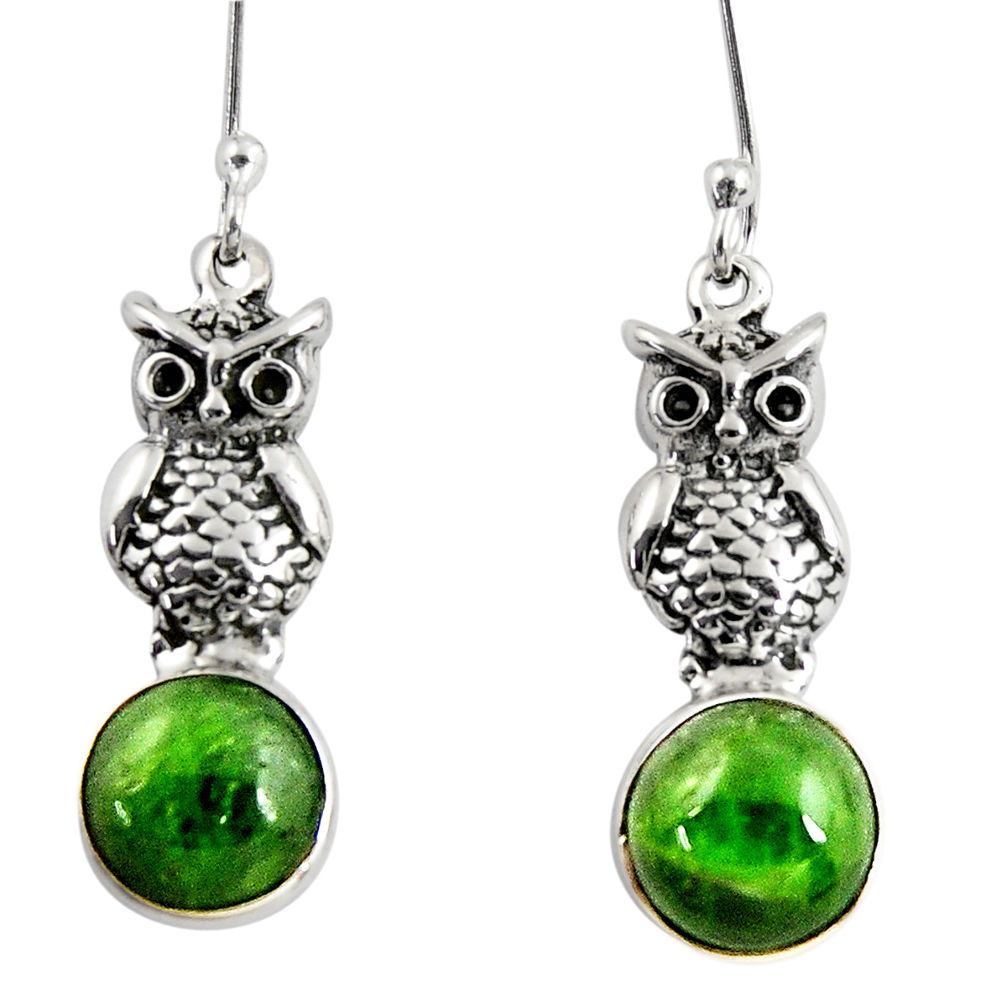 green chrome diopside 925 sterling silver owl earrings d39740