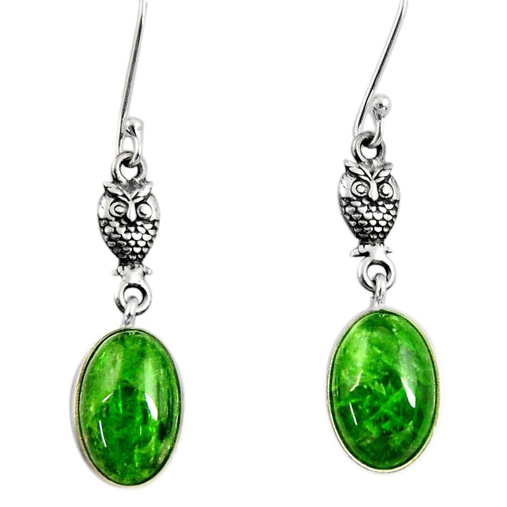 8.80cts natural green chrome diopside 925 sterling silver owl earrings d40382