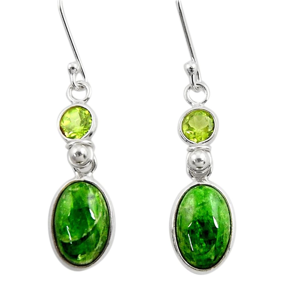 green chrome diopside peridot 925 silver dangle earrings d39705