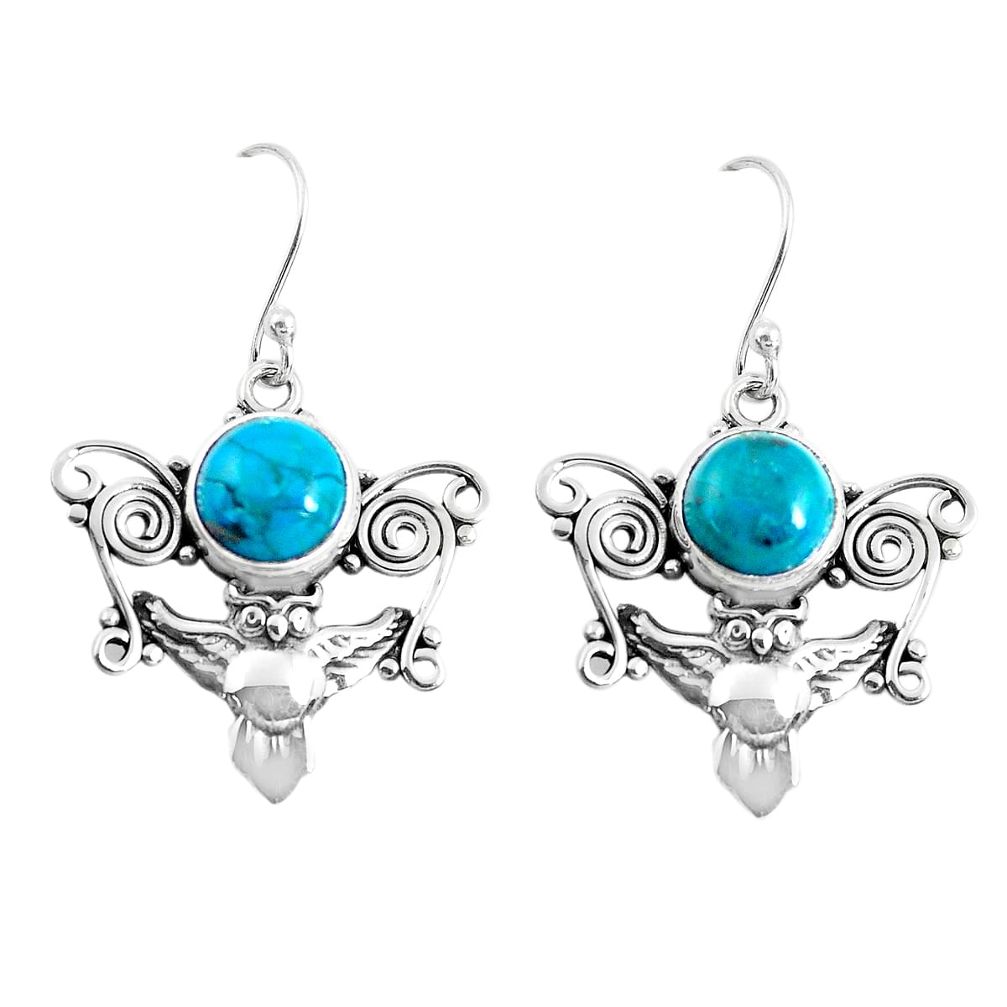 green chrysocolla 925 sterling silver owl earrings p52069