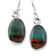 7.75cts natural green chrysoprase 925 sterling silver dangle earrings n31486