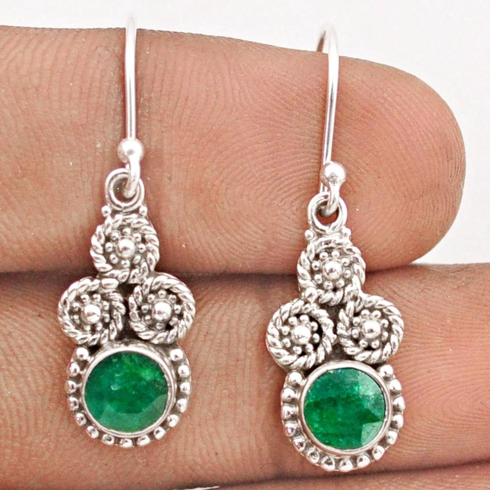 2.09cts natural green emerald 925 silver dangle circle of life earrings t82567