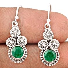 2.17cts natural green emerald 925 silver dangle circle of life earrings t82568