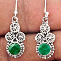 2.09cts natural green emerald 925 silver dangle circle of life earrings t82581
