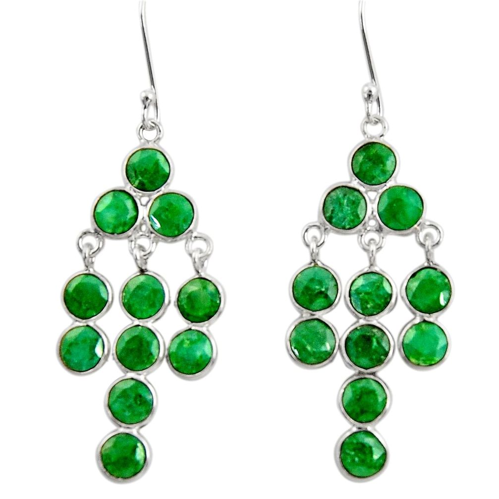 13.70cts natural green emerald 925 sterling silver chandelier earrings d39819