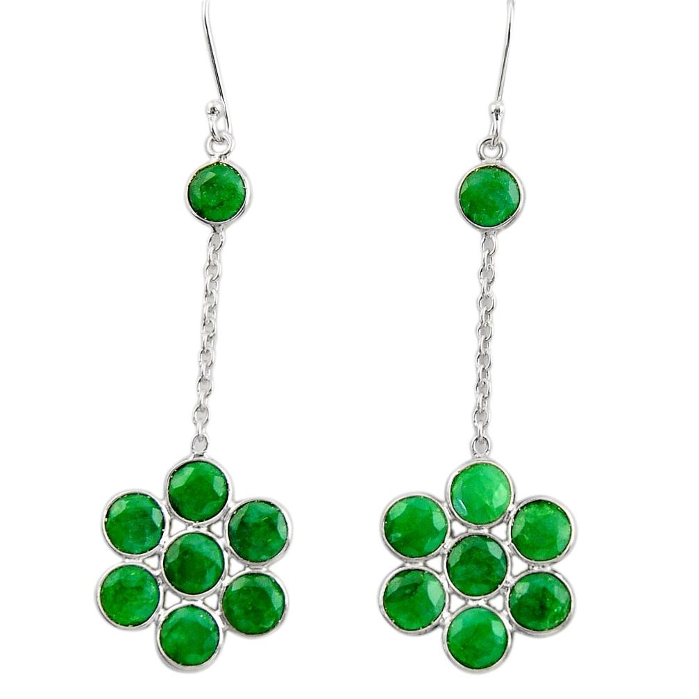 16.49cts natural green emerald 925 sterling silver chandelier earrings d39848