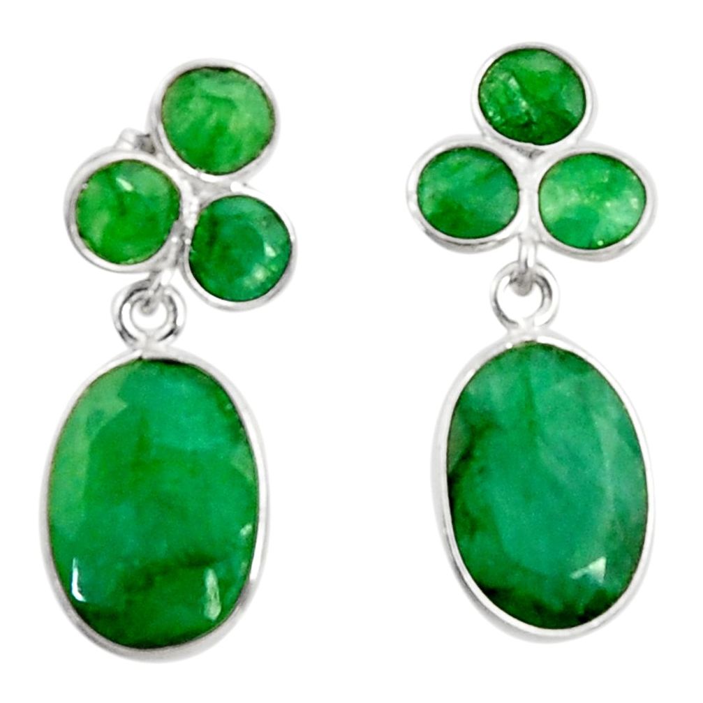 14.73cts natural green emerald 925 sterling silver chandelier earrings d39859
