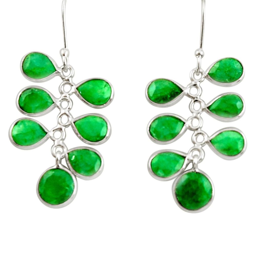 15.37cts natural green emerald 925 sterling silver chandelier earrings d39896