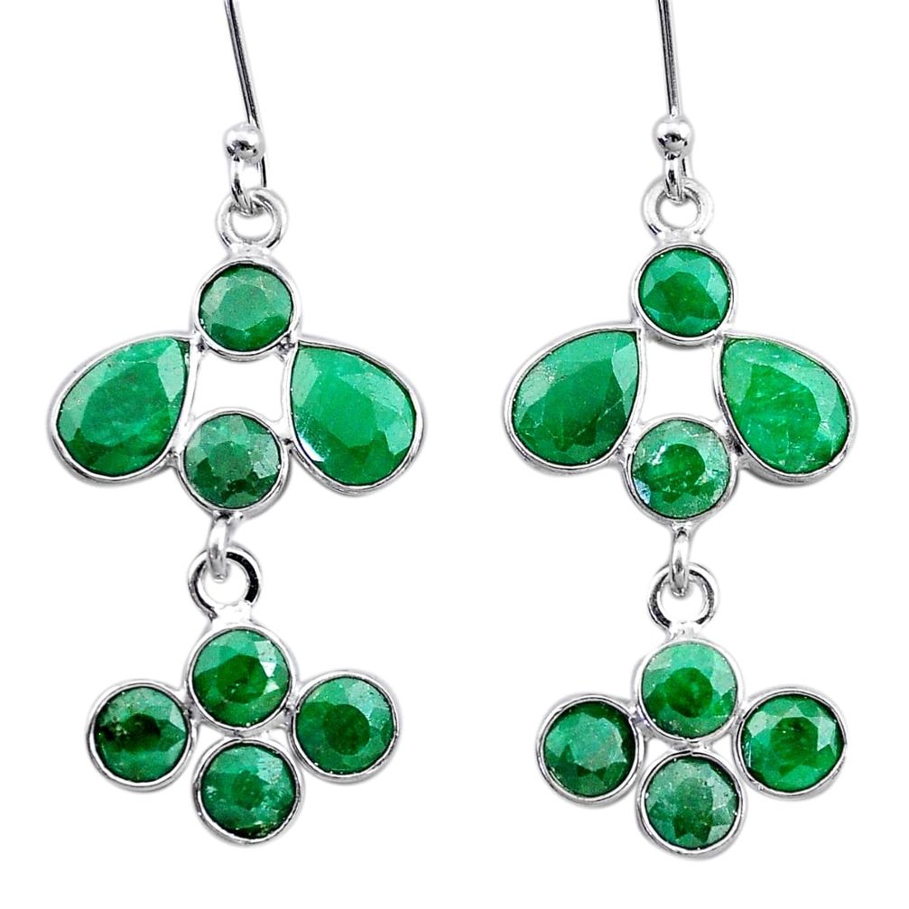9.65cts natural green emerald 925 sterling silver chandelier earrings t12428