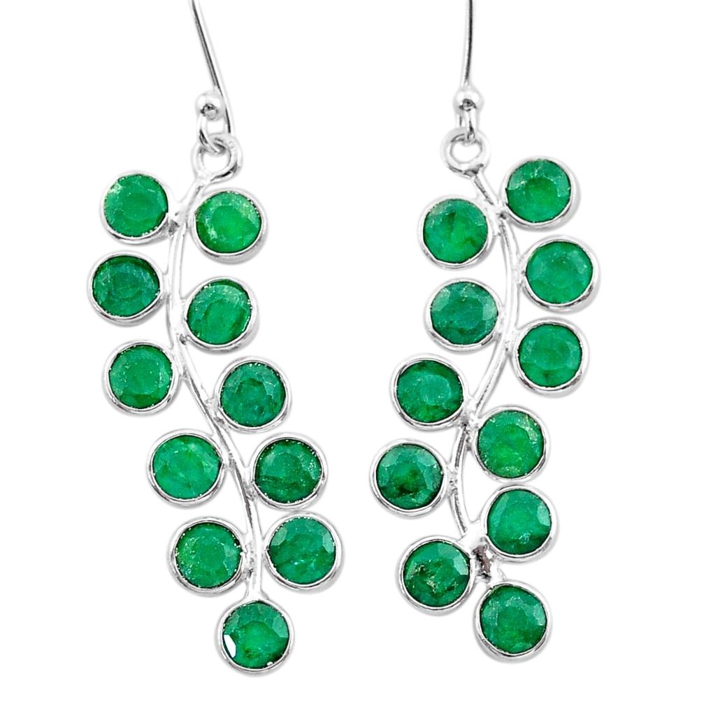 9.72cts natural green emerald 925 sterling silver chandelier earrings t38897