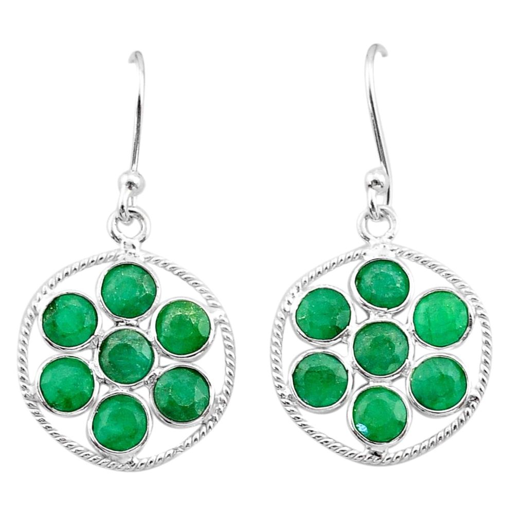 7.18cts natural green emerald 925 sterling silver chandelier earrings t38901