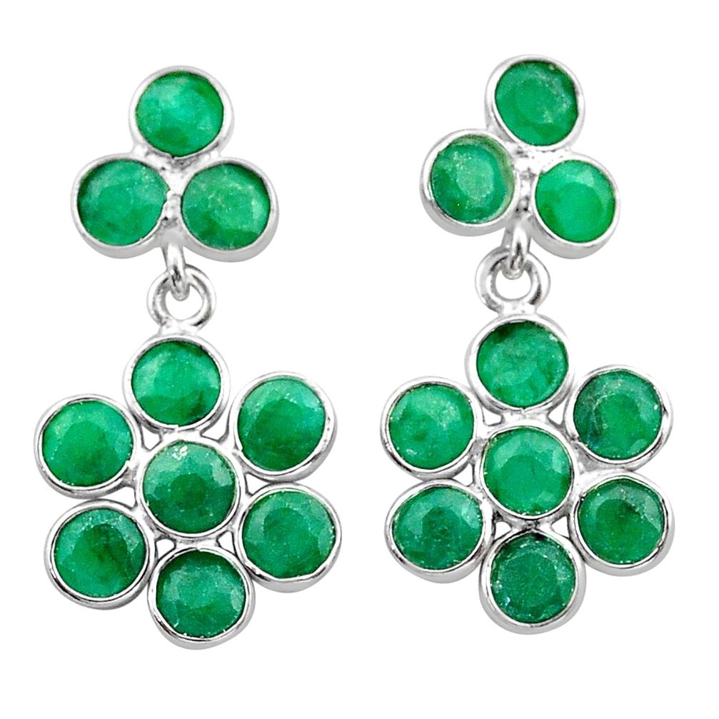 7.85cts natural green emerald 925 sterling silver chandelier earrings t38921