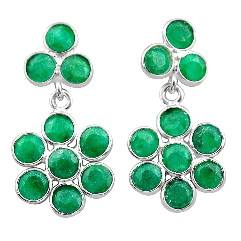 7.65cts natural green emerald 925 sterling silver chandelier earrings t38922