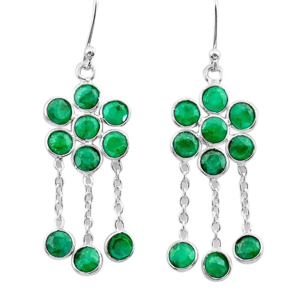 8.10cts natural green emerald 925 sterling silver chandelier earrings t38923