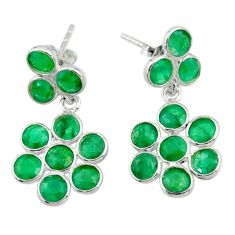 7.57cts natural green emerald 925 sterling silver chandelier earrings t77299