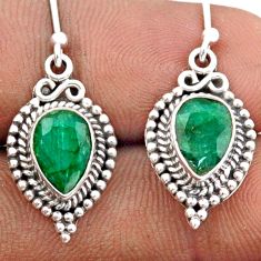 4.43cts natural green emerald 925 sterling silver chandelier earrings t82620