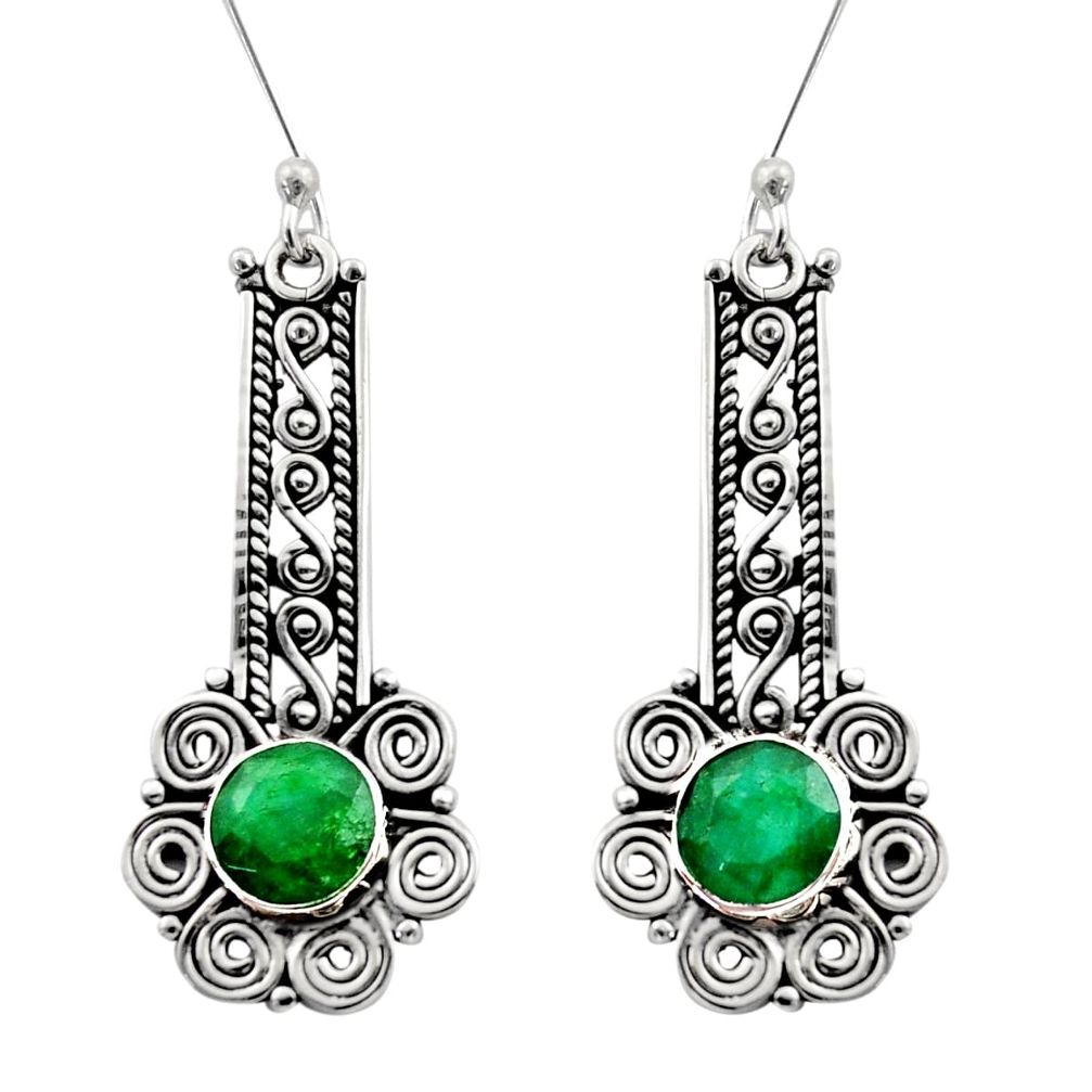 green emerald 925 sterling silver dangle earrings jewelry d40882