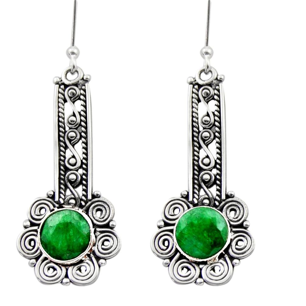 5.54cts natural green emerald 925 sterling silver dangle earrings jewelry d40883