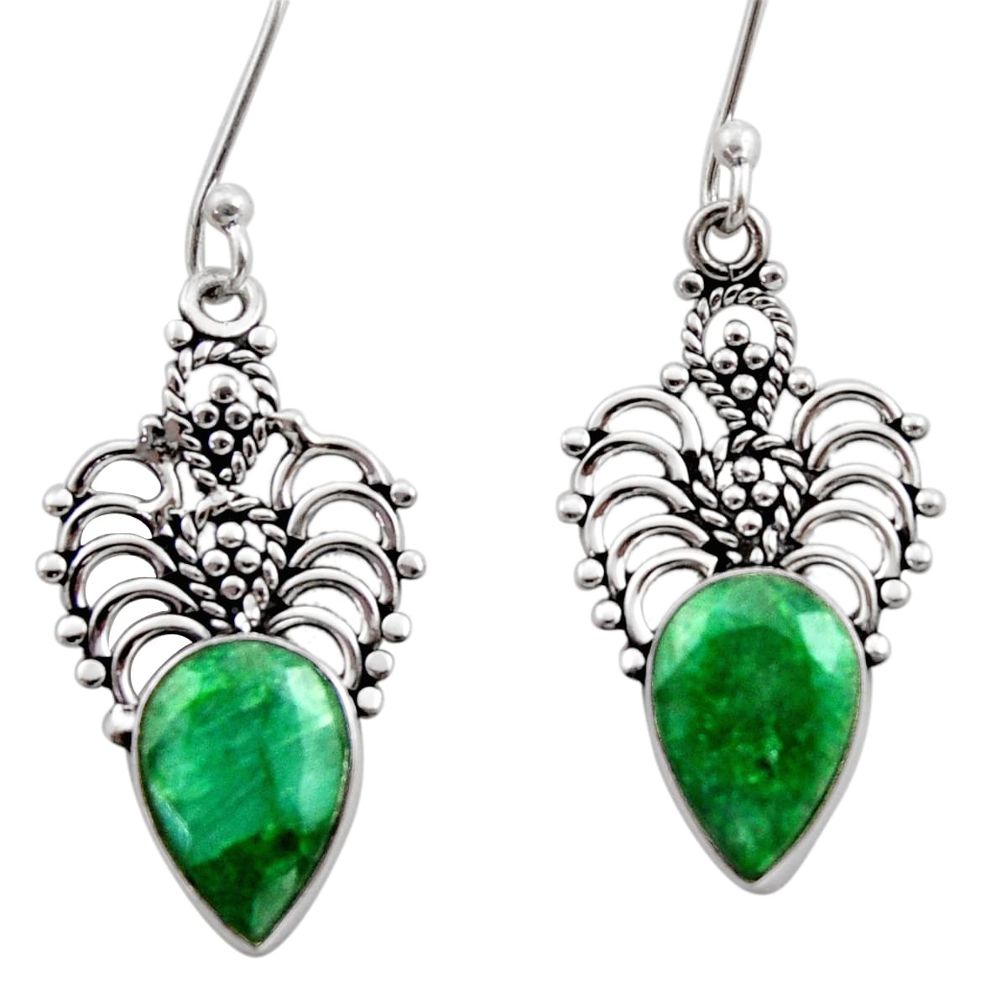 green emerald 925 sterling silver dangle earrings jewelry d40886