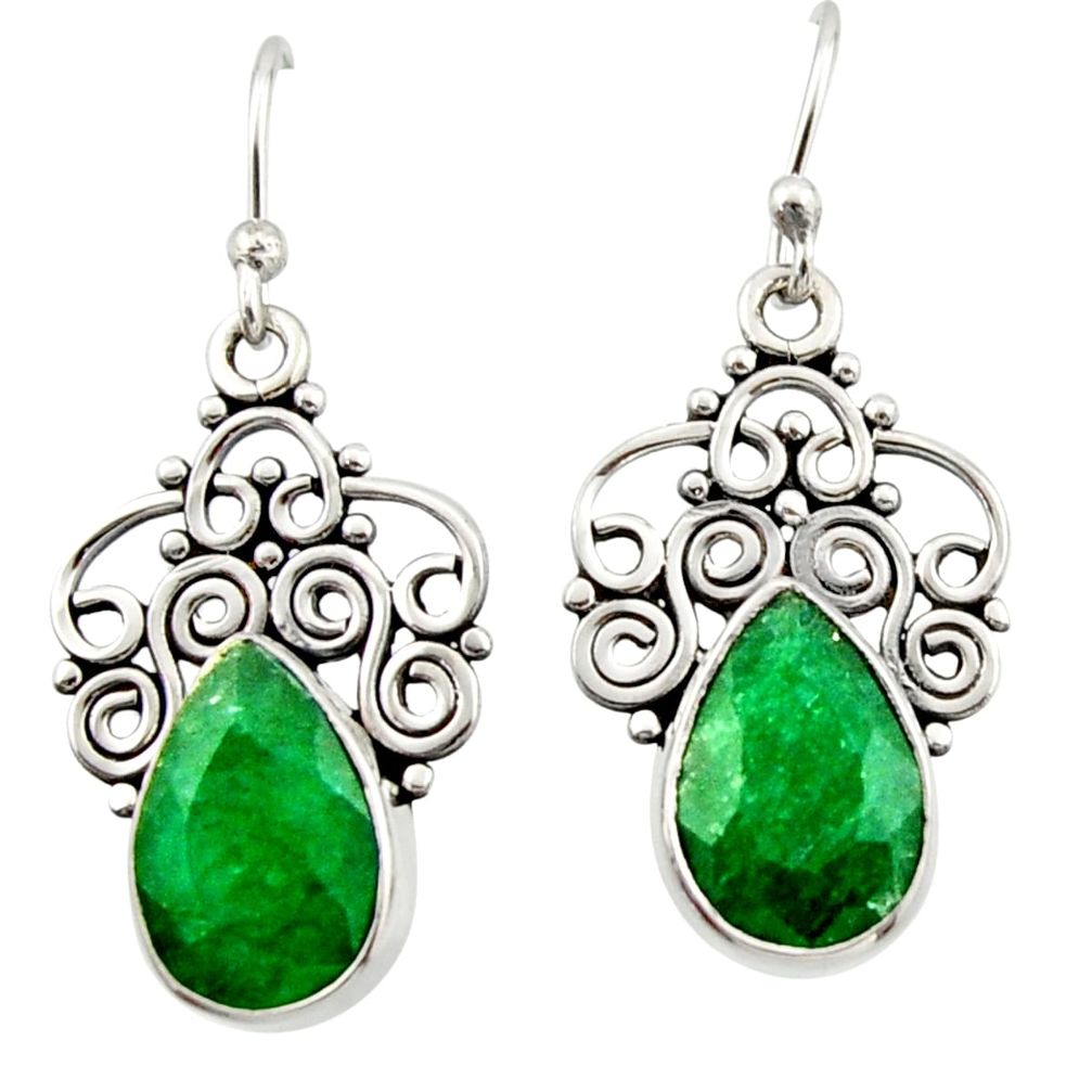 9.04cts natural green emerald 925 sterling silver dangle earrings jewelry d47178