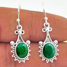 5.35cts natural green emerald 925 sterling silver dangle earrings jewelry n19376