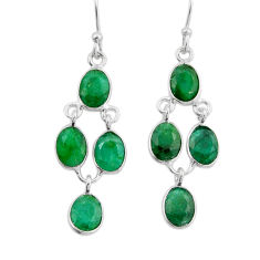 9.23cts natural green emerald 925 sterling silver dangle earrings jewelry n4667