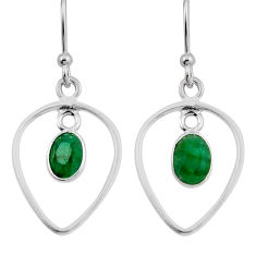 3.39cts natural green emerald 925 sterling silver dangle earrings jewelry n4705